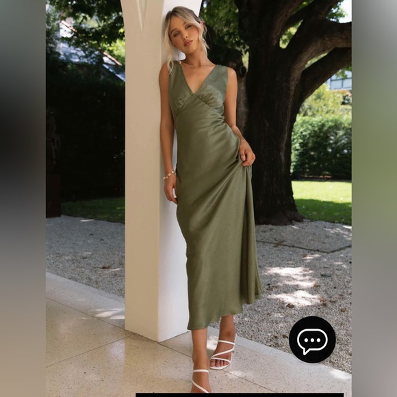 Peppermayo Dresses & Skirts - New with tags Peppermayo slinky v neck midi dress in khaki green